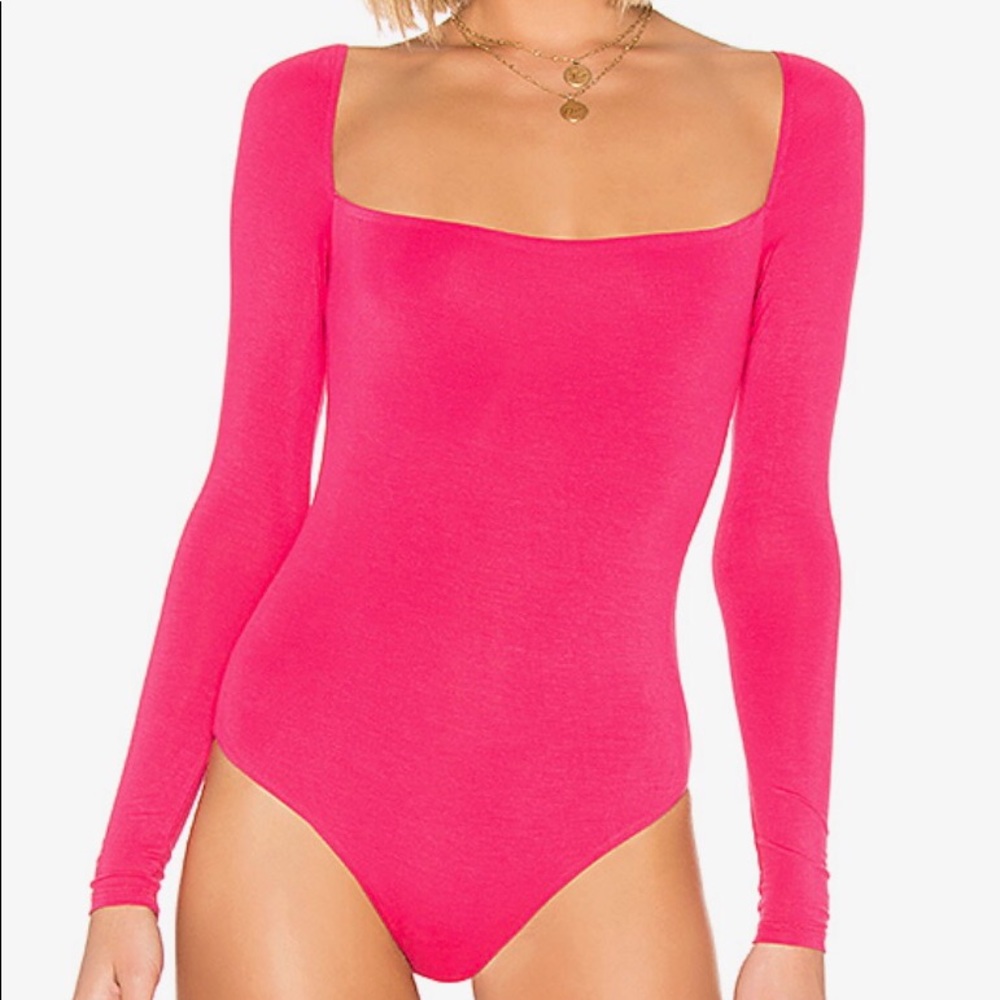 Pink square neck bodysuit